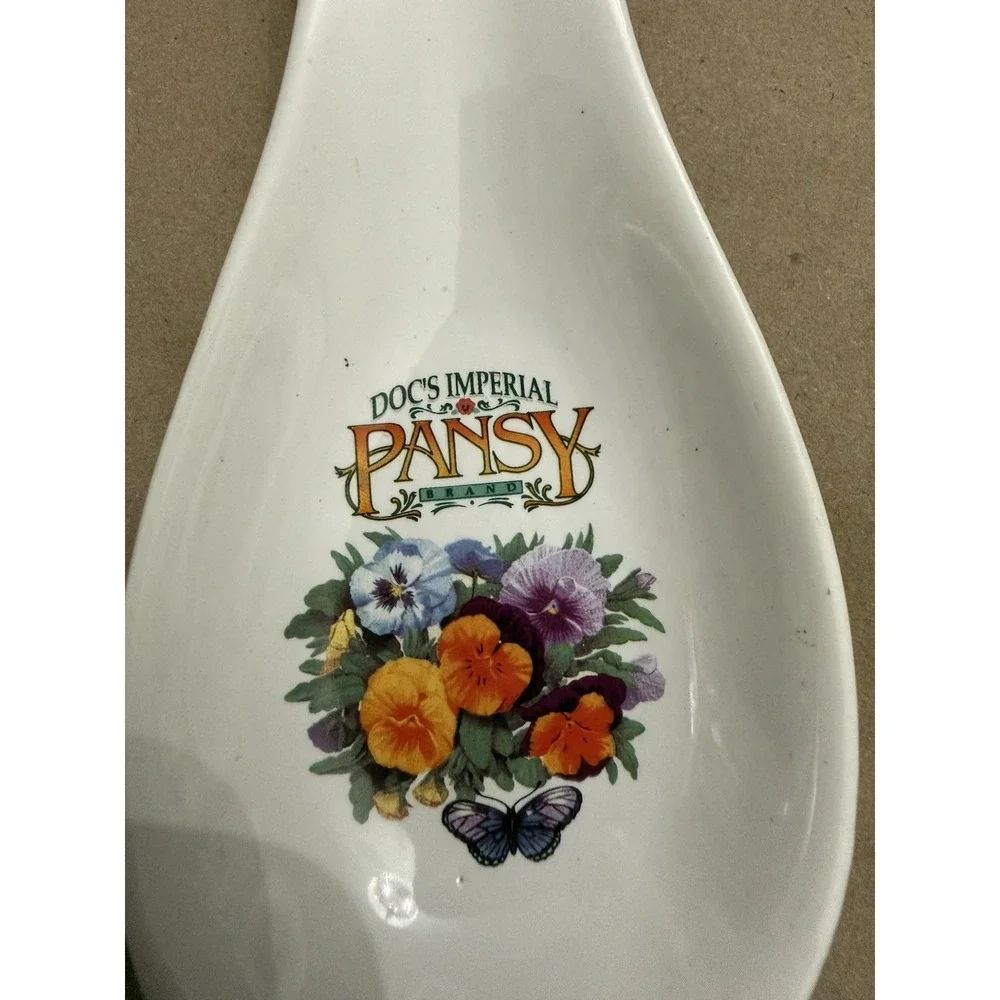 Vintage Doc's Imperial Pansy Brand Ceramic Spoon Rest / Wall Decor Cottagecore